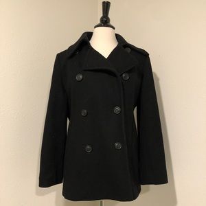 Stay warm! J Crew Pea Coat, Black Sz Large